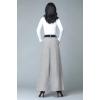 imagechouyatou Womens Casual Wide Leg Wool Blend Pants Baggy Culotte High Waisted Pleated Loose Long TrousersLight Grey