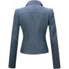 imagechouyatou Womens DenimPerformance Slim Asymmetric Zip Distressed Pu Leather Moto Biker Jacket