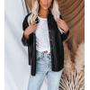imagechouyatou Womens Fashion Long Sleeve Button Down Faux Leather Jacket Shackets
