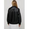 imagechouyatou Womens Oversized Pu Faux Leather Jacket Notch Lapel Collar Moto Biker Short Jacket Coat