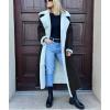 imagechouyatou Womens Winter Lapel Faux Suede Leather Jacket Double Breasted Sherpa Fleece Long Trench Coat