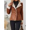 imagechouyatou Womens Winter Sherpa Lined Faux Suede Leather Jacket Casual Warm Suede Blazer Jacket Coats