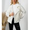 imagechouyatou Womens Winter Thicken Notch Lapel Zip Up Sherpa Fleece Lined Faux Suede Outerwear Jacket Coat