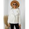 imagechouyatou Womens Winter Thicken Notch Lapel Zip Up Sherpa Fleece Lined Faux Suede Outerwear Jacket Coat