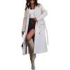 imagechouyatou Womens Winter Notch Lapel Wool Coat Double Breasted Business Casual Midi Long Woolen Trench Coat