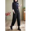 imagechouyatou Women Winter Warm Padded Quilted Pants Wide Leg Down Cotton Pants Thicker Harem Trousers with Pockets