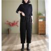imagechouyatou Women Winter Warm Padded Quilted Pants Wide Leg Down Cotton Pants Thicker Harem Trousers with Pockets