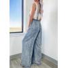 imagechouyatou Womens Casual Adjustable Strap Denim Jumpsuit Distressed Elastic Waist Overalls Jeans Pants