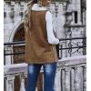 imagechouyatou Womens Casual Open Front Lapel Faux Suede Sleeveless Fleece Vest Jacket Coat
