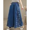 imagechouyatou Womens Casual Wide Leg Denim Pants Baggy Culotte Jeans Butterfly Print Loose Trousers