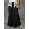 imagechouyatou Womens Elastic Drawstring Waist Cotton Linen Pants Wide Leg Summer Casual Pants Palazzo Culottes