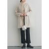 imagechouyatou Womens Fall Collarless Single Breasted Midi Long Wool Coat Business Casual Winter Pea Coat