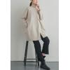 imagechouyatou Womens Fall Collarless Single Breasted Midi Long Wool Coat Business Casual Winter Pea Coat