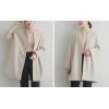 imagechouyatou Womens Fall Collarless Single Breasted Midi Long Wool Coat Business Casual Winter Pea Coat