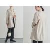 imagechouyatou Womens Fall Collarless Single Breasted Midi Long Wool Coat Business Casual Winter Pea Coat