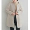 imagechouyatou Womens Fall Collarless Single Breasted Midi Long Wool Coat Business Casual Winter Pea Coat
