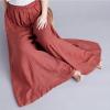 imagechouyatou Womens Flowy Elastic High Waisted Wide Leg Pants Casual Palazzo Linen Pants Culottes