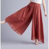 imagechouyatou Womens Flowy Elastic High Waisted Wide Leg Pants Casual Palazzo Linen Pants Culottes