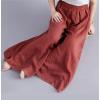 imagechouyatou Womens Flowy Elastic High Waisted Wide Leg Pants Casual Palazzo Linen Pants Culottes