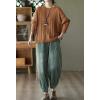 imagechouyatou Womens Harem Loose Corduroy Pants Elastic High Waisted Straight Wide Leg Trouser with Pockets
