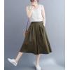 imagechouyatou Womens High Elastic Waisted Wide Leg Capris Business Casual Cropped Culotte Pants with Pockets