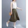 imagechouyatou Womens High Elastic Waisted Wide Leg Capris Business Casual Cropped Culotte Pants with Pockets