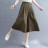 imagechouyatou Womens High Elastic Waisted Wide Leg Capris Business Casual Cropped Culotte Pants with Pockets