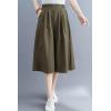 imagechouyatou Womens High Elastic Waisted Wide Leg Capris Business Casual Cropped Culotte Pants with Pockets