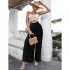 imagechouyatou Womens Loose High Waisted Pleated Wide Leg Pants Summer Flowy Pants Palazzo Trousers Culottes
