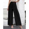imagechouyatou Womens Loose High Waisted Pleated Wide Leg Pants Summer Flowy Pants Palazzo Trousers Culottes