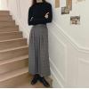 imagechouyatou Womens Plaid Wool Blend Culottes Capri Plaid Pants Elastic High Waist Wide Leg Palazzo Trouser