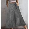imagechouyatou Womens Striped High Waisted Cotton Linen Wide Leg Dressy Casual Cropped Capri Palazzo Pants