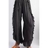 imagechouyatou Womens Summer Bobo Flared Denim Pants Wide Leg Ruffled Edge Dressy Jean Pants Culottes