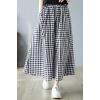 imagechouyatou Womens Summer Casual Cotton Linen Pants Culottes Plaid Gingham Wide Leg Capri Palazzo Pants