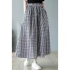 imagechouyatou Womens Summer Casual Cotton Linen Pants Culottes Plaid Gingham Wide Leg Capri Palazzo Pants