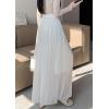 imagechouyatou Womens Summer Flowy Shiny Palazzo Wide Leg Pants Elastic Waist Pleated Beach Trousers Culottes