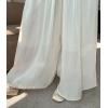 imagechouyatou Womens Summer Flowy Shiny Palazzo Wide Leg Pants Elastic Waist Pleated Beach Trousers Culottes