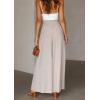 imagechouyatou Womens Summer High Waist Pants Wide Leg Drawstring Flowy Palazzo Paperbag Pants Culottes