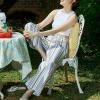 imagechouyatou Womens Wide Leg Striped Pants High Elastic Waisted Wide Leg Palazzo Pants with Pockets