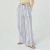 imagechouyatou Womens Wide Leg Striped Pants High Elastic Waisted Wide Leg Palazzo Pants with Pockets