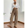 imagechouyatou Womens Winter Fuzzy Fleece Drawstring Pants Wide Leg High Waist Palazzo Lounge Pants
