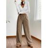 imagechouyatou Womens Winter Fuzzy Fleece Drawstring Pants Wide Leg High Waist Palazzo Lounge Pants