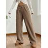imagechouyatou Womens Winter Fuzzy Fleece Drawstring Pants Wide Leg High Waist Palazzo Lounge Pants
