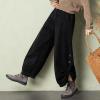 imagechouyatou Womens Winter Loose Baggy Sherpa Lined Corduroy Pants Elastic High Waisted Wide Leg Trouser