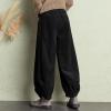 imagechouyatou Womens Winter Loose Baggy Sherpa Lined Corduroy Pants Elastic High Waisted Wide Leg Trouser