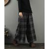 imagechouyatou Womens Winter Plaid Wide Leg Cropped Wool Pants Elastic Waist Palazzo Capri Pants with Pockets
