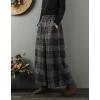 imagechouyatou Womens Winter Plaid Wide Leg Cropped Wool Pants Elastic Waist Palazzo Capri Pants with Pockets