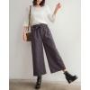 imagechouyatou Womens Winter Striped Wool Capri Pants High Waist Wide Leg Wool Blend Palazzo Pants Culottes with Belt