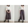 imagechouyatou Womens Winter Striped Wool Capri Pants High Waist Wide Leg Wool Blend Palazzo Pants Culottes with Belt