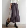 imagechouyatou Womens Winter Striped Wool Capri Pants High Waist Wide Leg Wool Blend Palazzo Pants Culottes with Belt